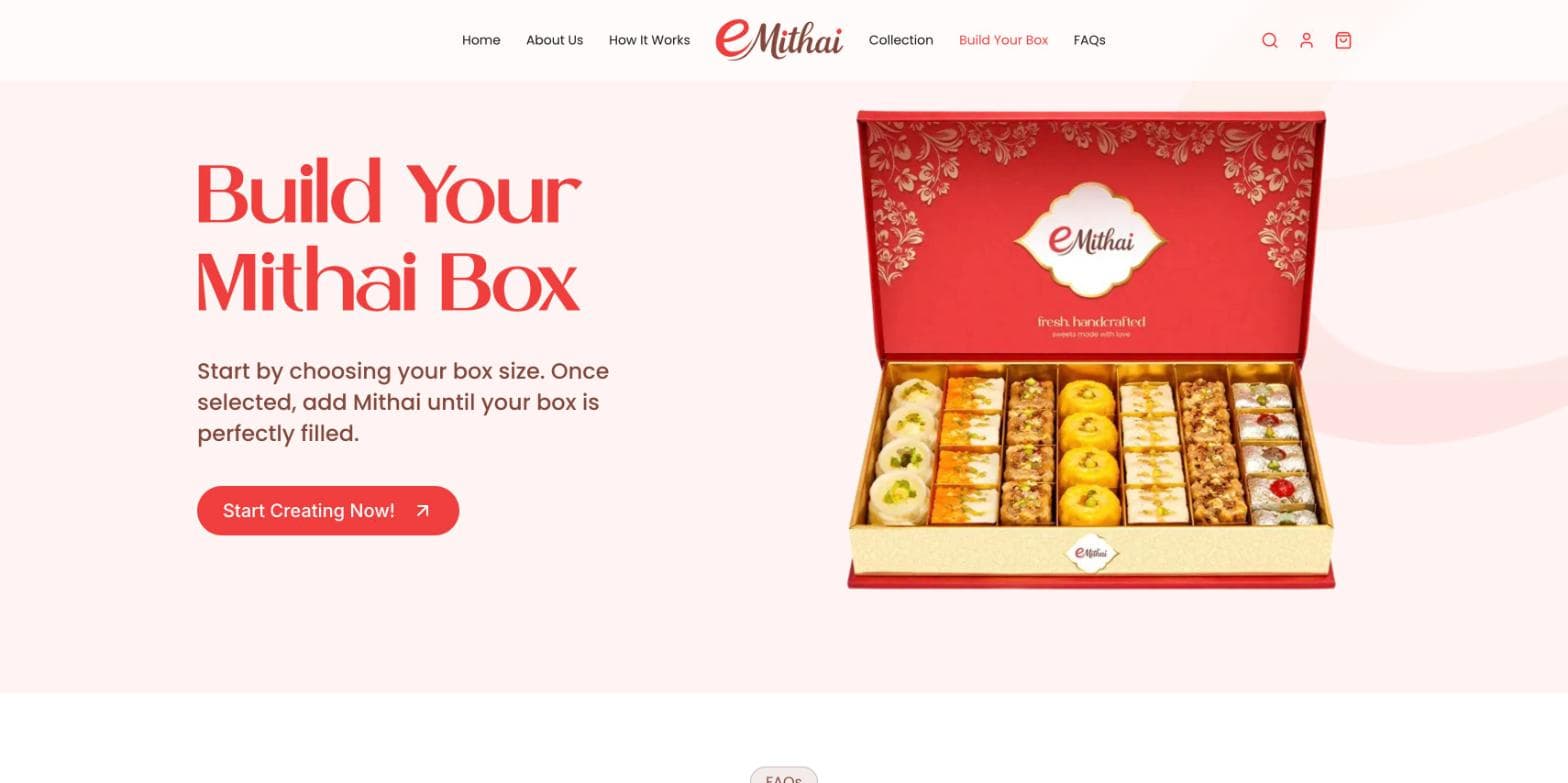 E-Mithai: A custom mithai box, filled the way the customer likes