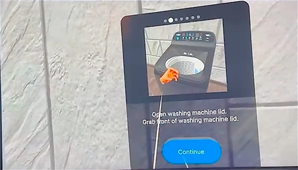 Interactive VR Product: Guide card: open the washing machine lid