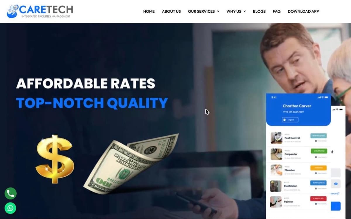 Caretech website home page