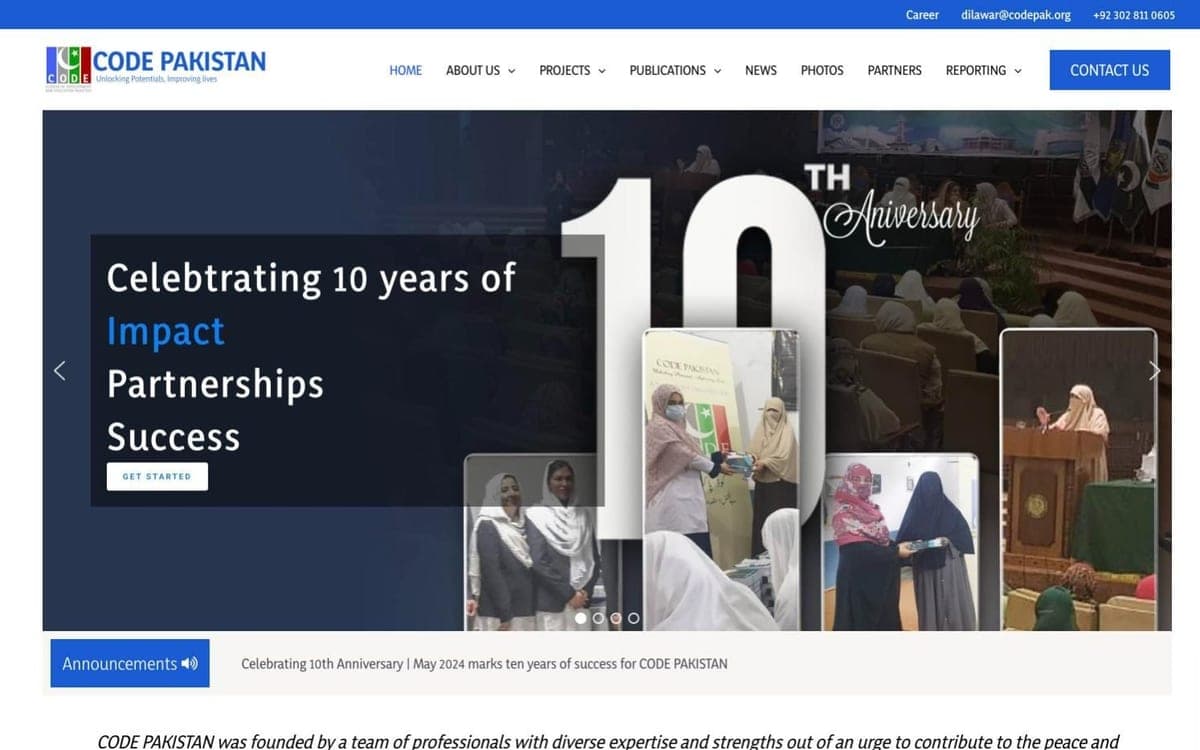 CODE Pakistan website home page
