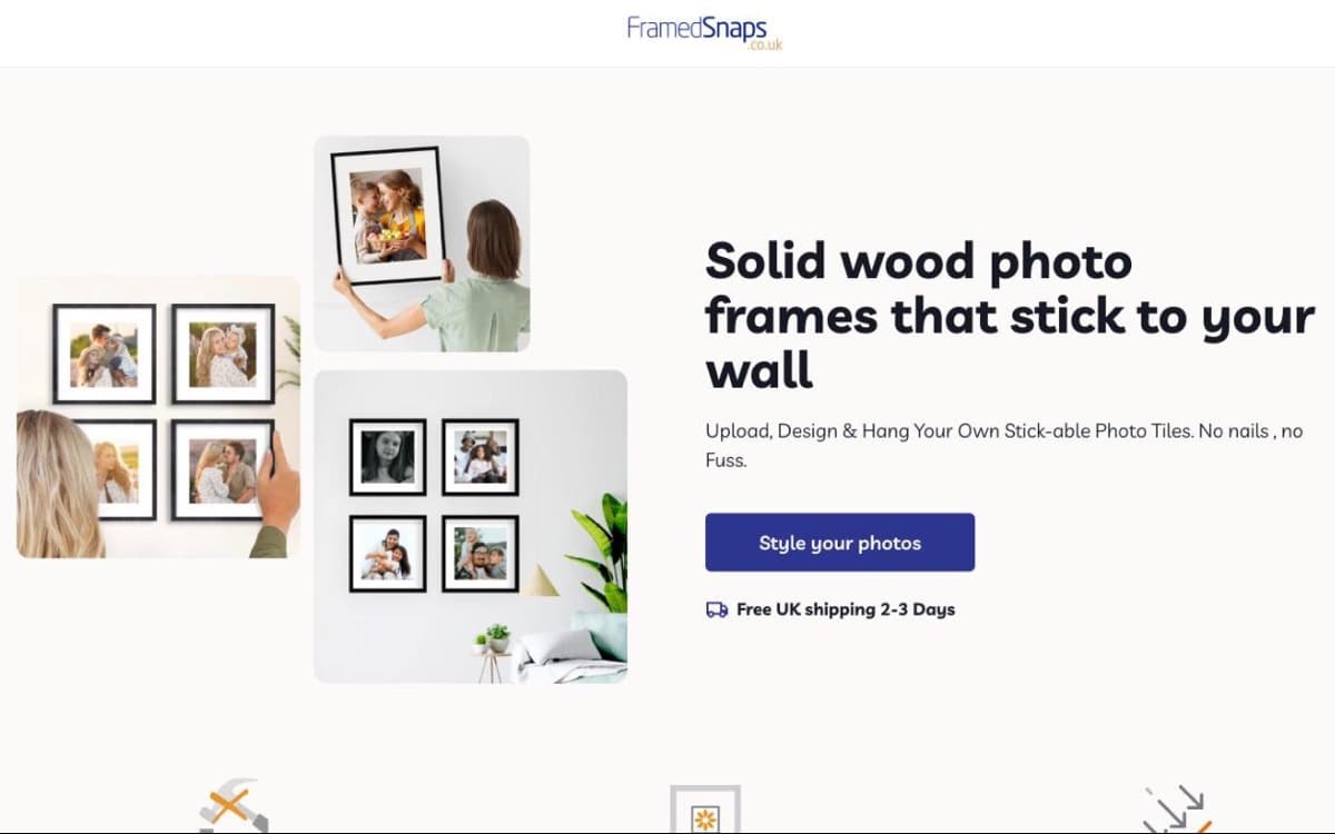 Freesnaps Photo Tiles website home page