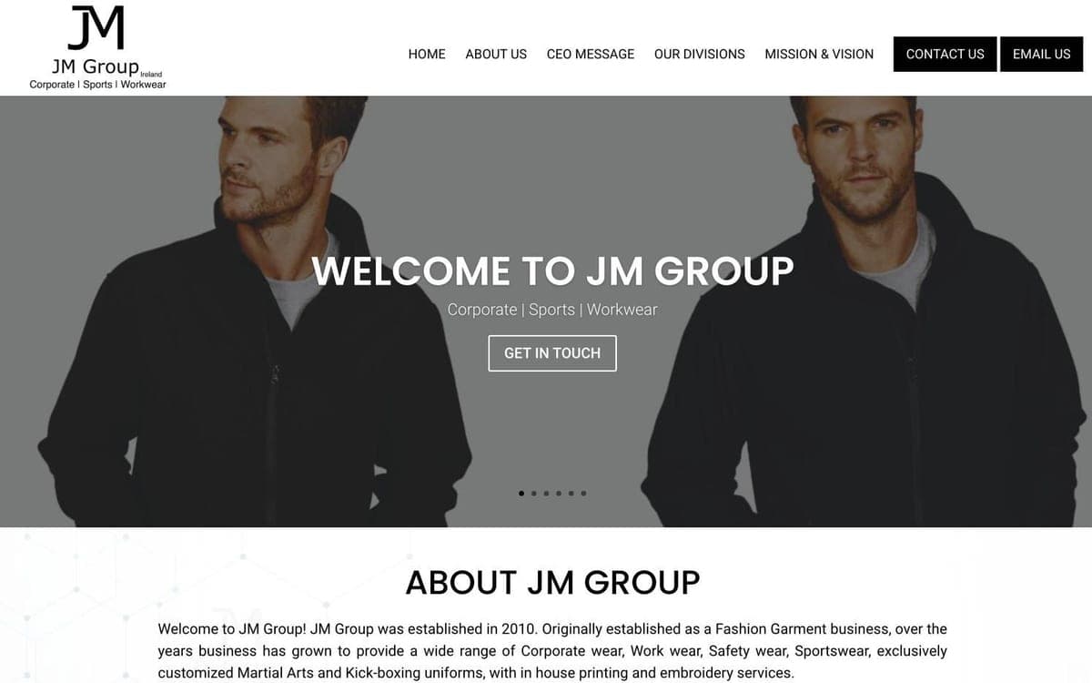 JM Group Ireland website home page