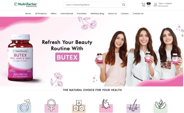 Nutrifactor website home page