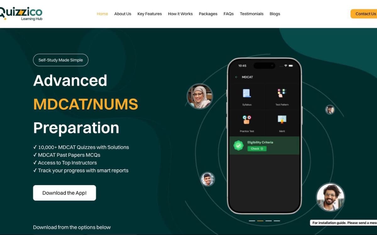 Quizzico website home page