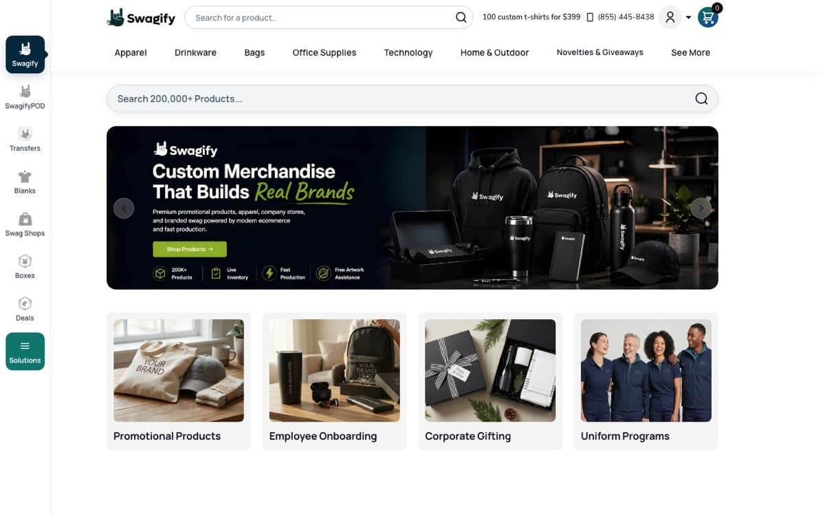 Swagify website home page