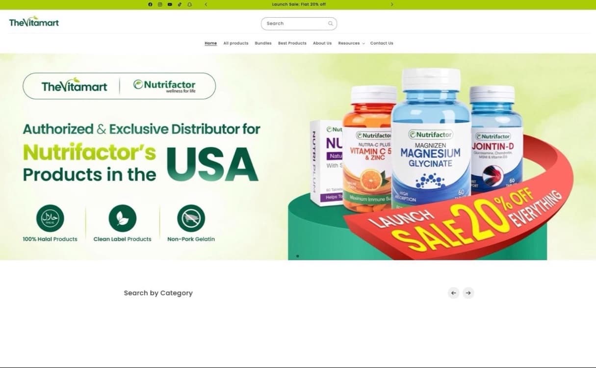 The Vitamart website home page