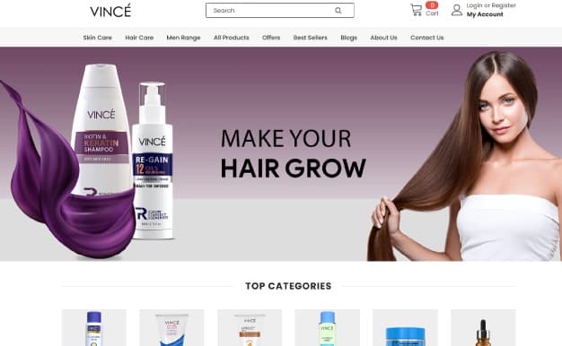 Vincé website home page